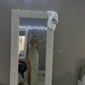 Elegant Silver Sequin Gown
